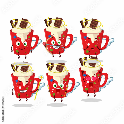 Frappe coffee cartoon designs as a cute angel character