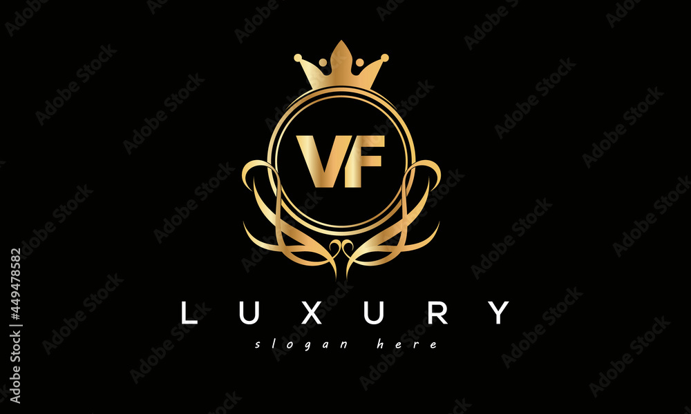 VF royal premium luxury logo with crown VF royal premium luxury logo with crown