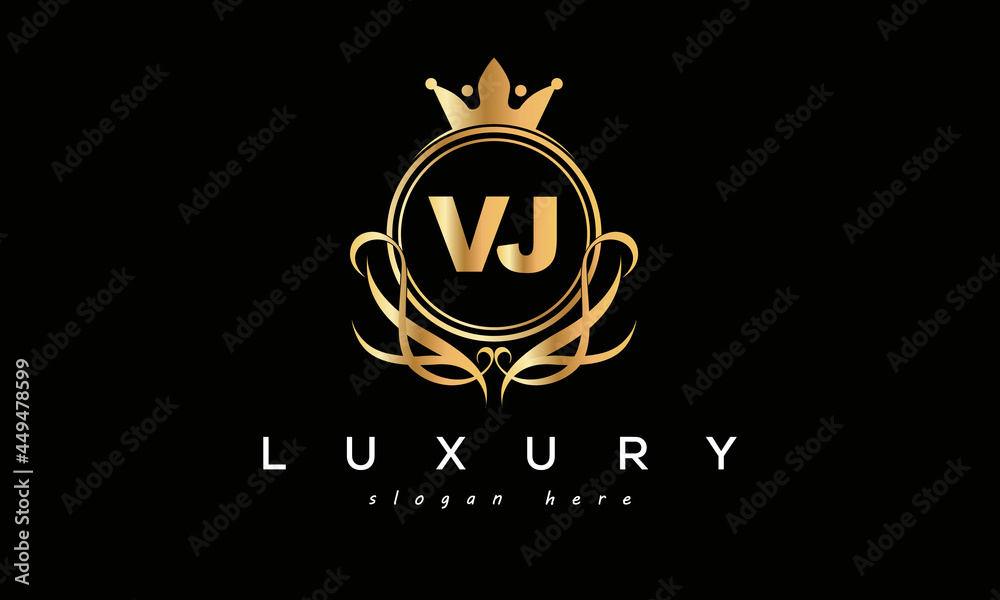 VJ royal premium luxury logo with crown VJ royal premium luxury logo with crown