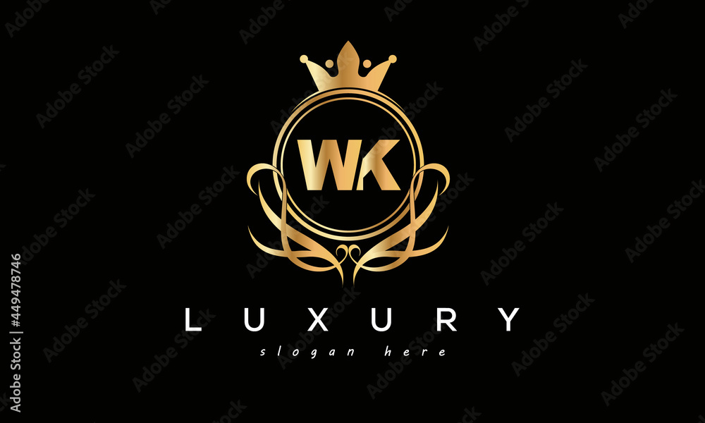 WK royal premium luxury logo with crown WK royal premium luxury logo with crown