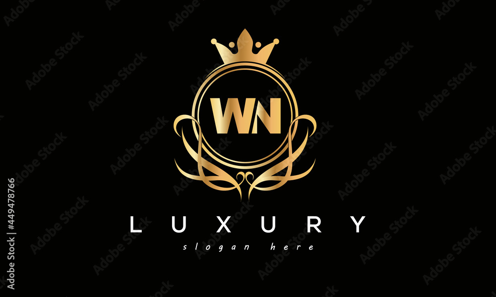 WN royal premium luxury logo with crown WN royal premium luxury logo with crown