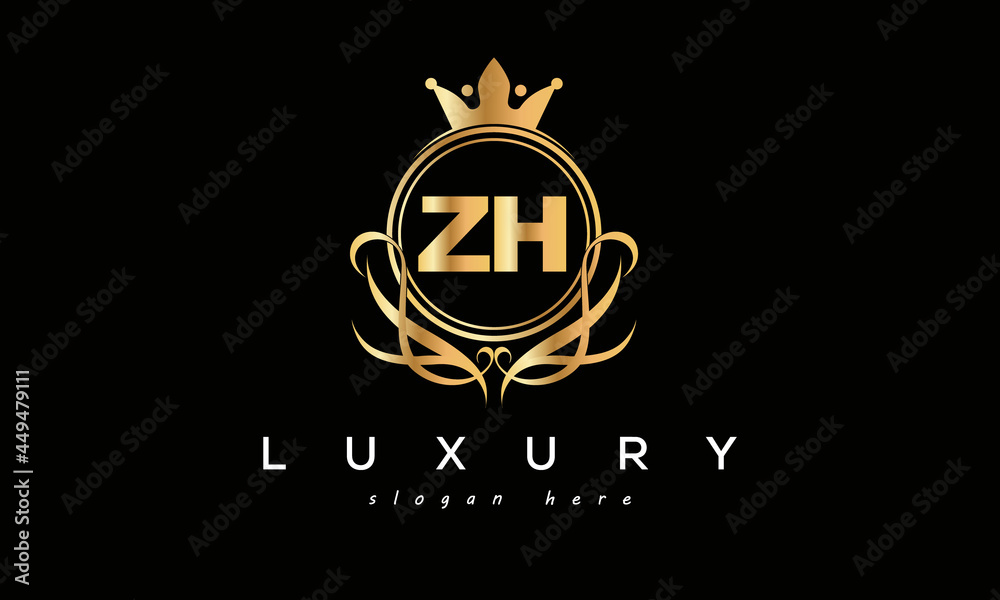ZH royal premium luxury logo with crown ZH royal premium luxury logo with crown