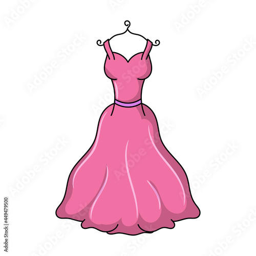 Girl Wedding dress Colored vector illustration with simple hand drawn sketching style