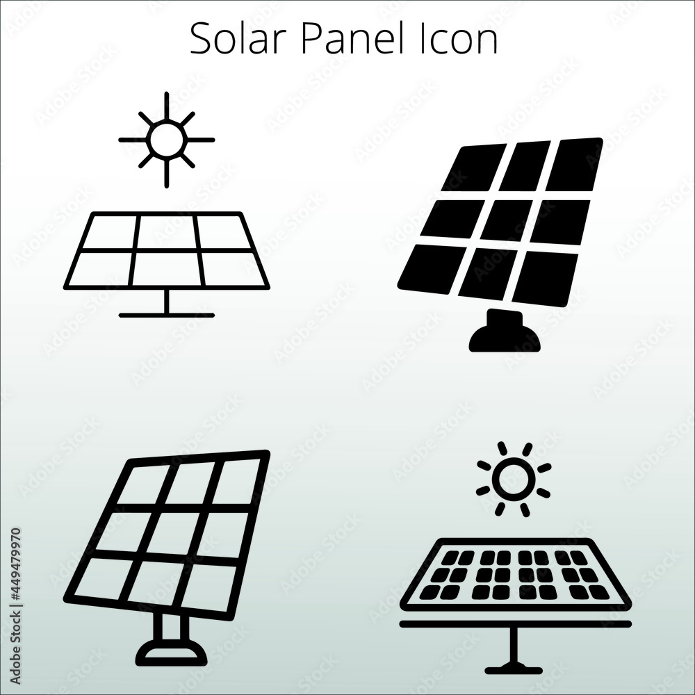 set of solar panel icon line isolated or logo isolated sign symbol vector, outline and stroke style Collection of high-quality color style vector illustration,