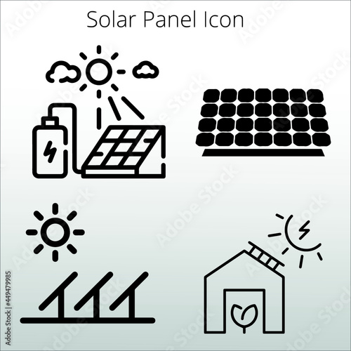 set of solar panel icon line isolated or logo isolated sign symbol vector, outline and stroke style Collection of high-quality color style vector illustration,