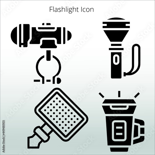 set of Flashlight icon,  line isolated or logo isolated sign symbol vector, outline and stroke style Collection of high-quality color style vector illustration,