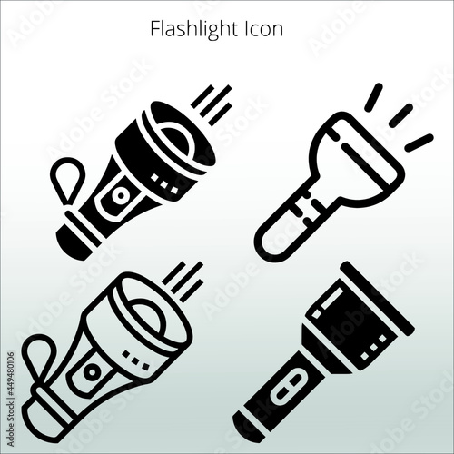 set of Flashlight icon,  line isolated or logo isolated sign symbol vector, outline and stroke style Collection of high-quality color style vector illustration,