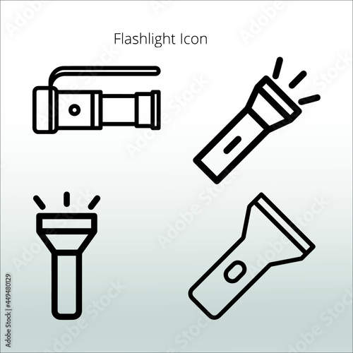 set of Flashlight icon,  line isolated or logo isolated sign symbol vector, outline and stroke style Collection of high-quality color style vector illustration,