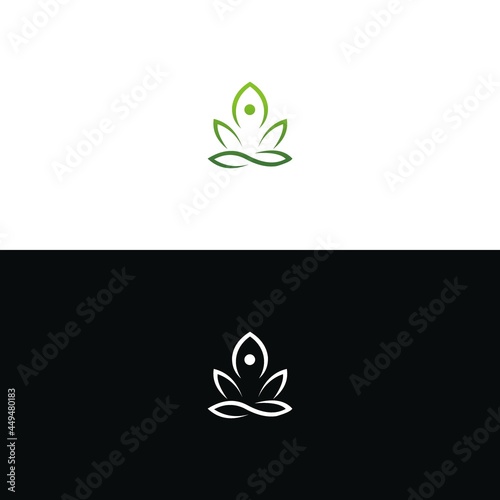Abstract yoga human linear logo Thread person flower balance logotype vector