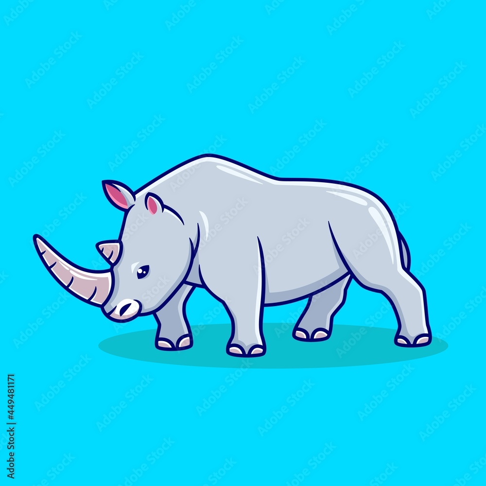 Fototapeta premium hand drawn rhinoceros icon cartoon vector illustration