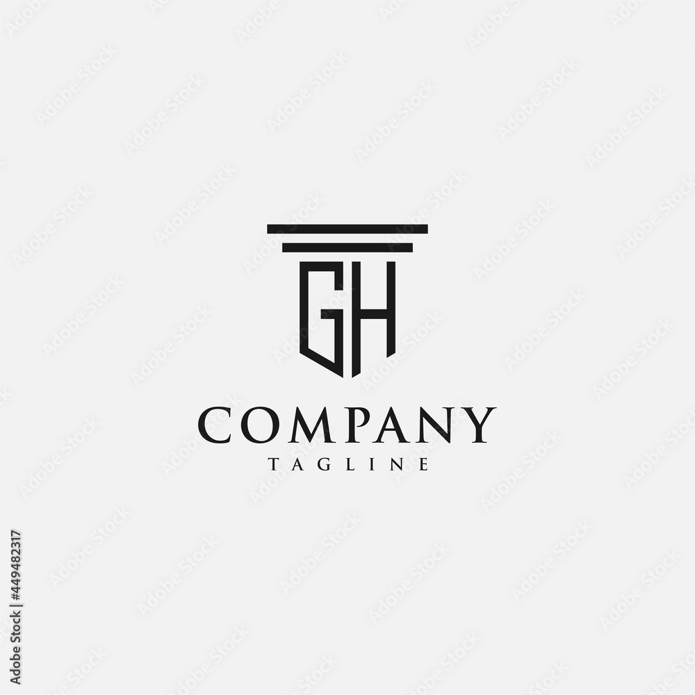 Monogram Letter GH Law Logo Monogram Letter GH Law Logo