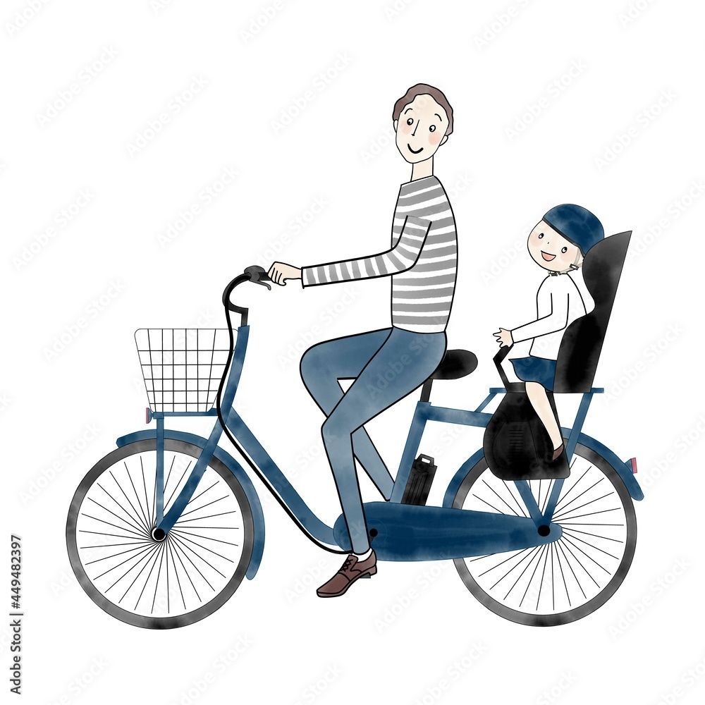 電動アシスト自転車 二人乗り お父さんと子供
電動アシスト自転車 二人乗り お父さんと子供