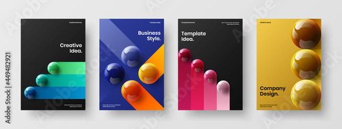 Fresh 3D spheres handbill illustration set. Premium banner vector design concept collection.