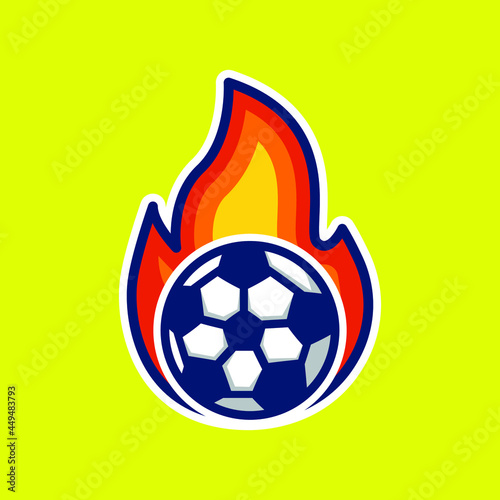 soccer ball covered in fire illustration simple style, football vector, soccer ball isolated design, football icon photo