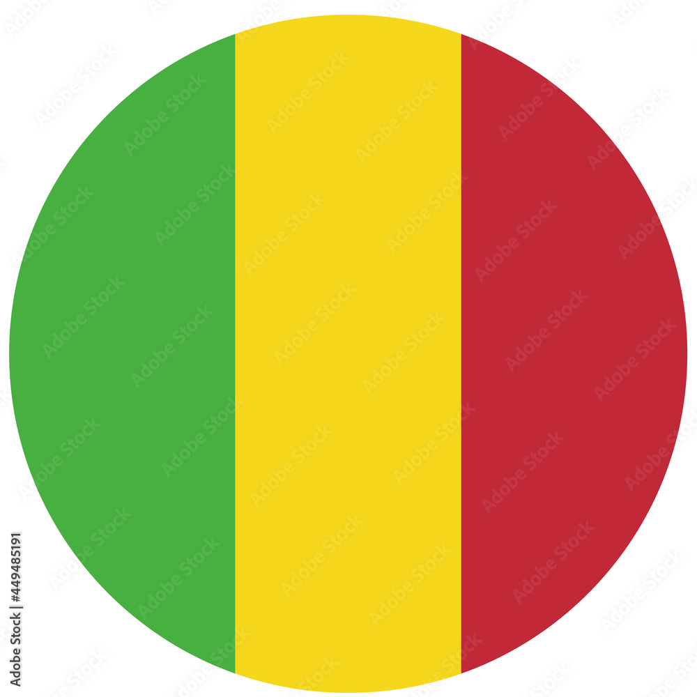Fototapeta premium Colored Mali flag. Vector illustration of circle Mali flag