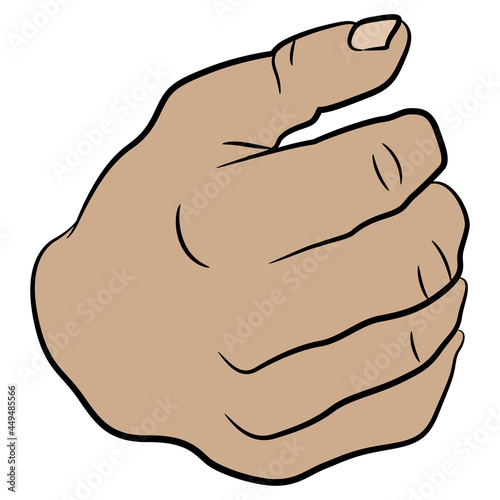 Human male hand in fist gesture. Front view. Cartoon style.