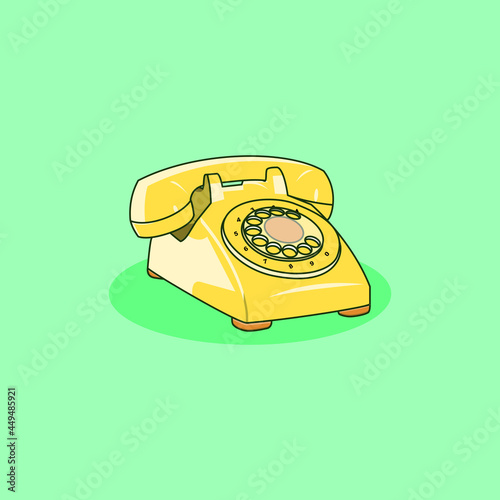 Retro telephone cartoon icon illustration