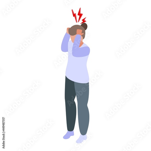 Sleep trouble icon isometric vector. Bed insomnia. Woman night sleep