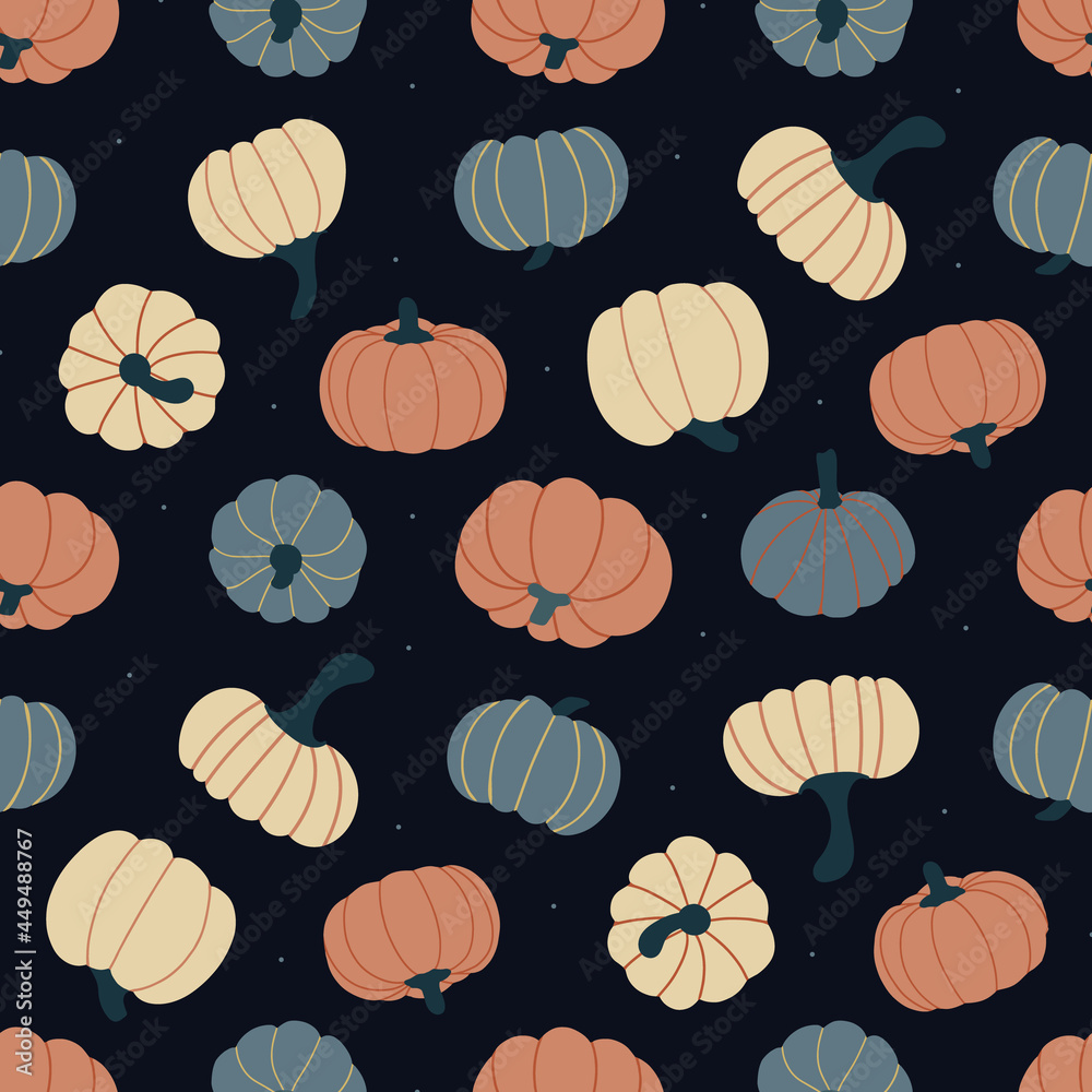 pattern of pumpkins on a dark blue background pattern of pumpkins on a dark blue background