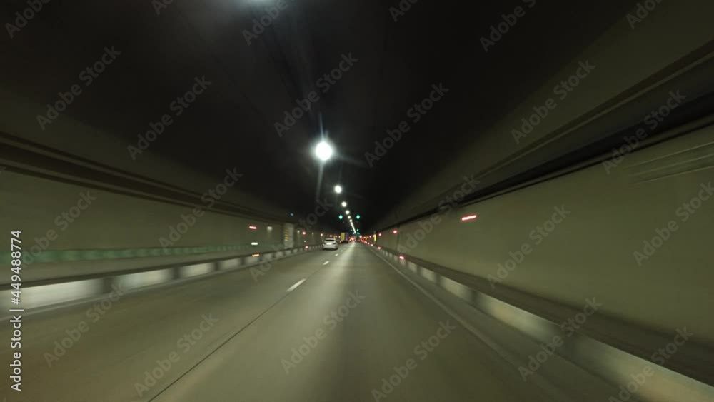 timelapse from the car window while driving in the tunnel. First-person view. timelapse from the car window while driving in the tunnel. First-person view.