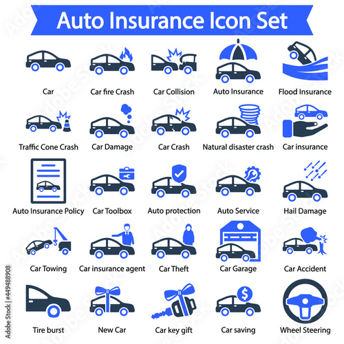Auto insurance Icon Set