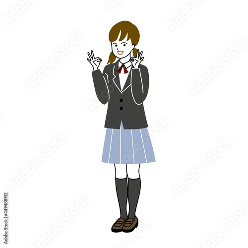 喜んでいる女子学生のベクターイラスト