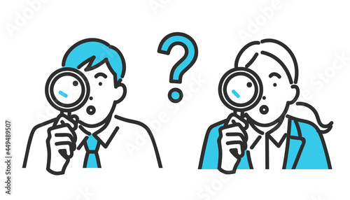 分析をする就職活動中の新卒男女のイメージイラスト素材