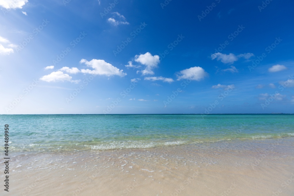 The ocean under the blue sky, beautiful scene of nature