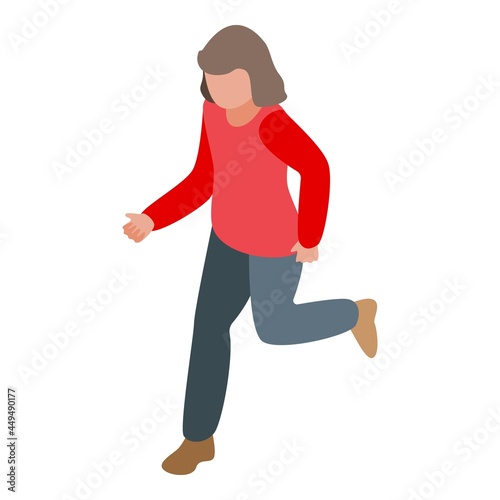 Kid evacuation icon isometric vector. Drill escape. Immigrant accident