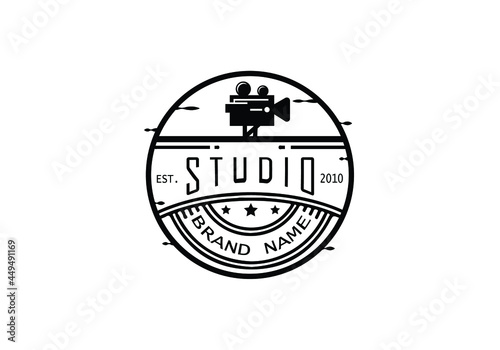 Vintage Video Camera Logo design for movie cinema production, can use for youtube chanel brand