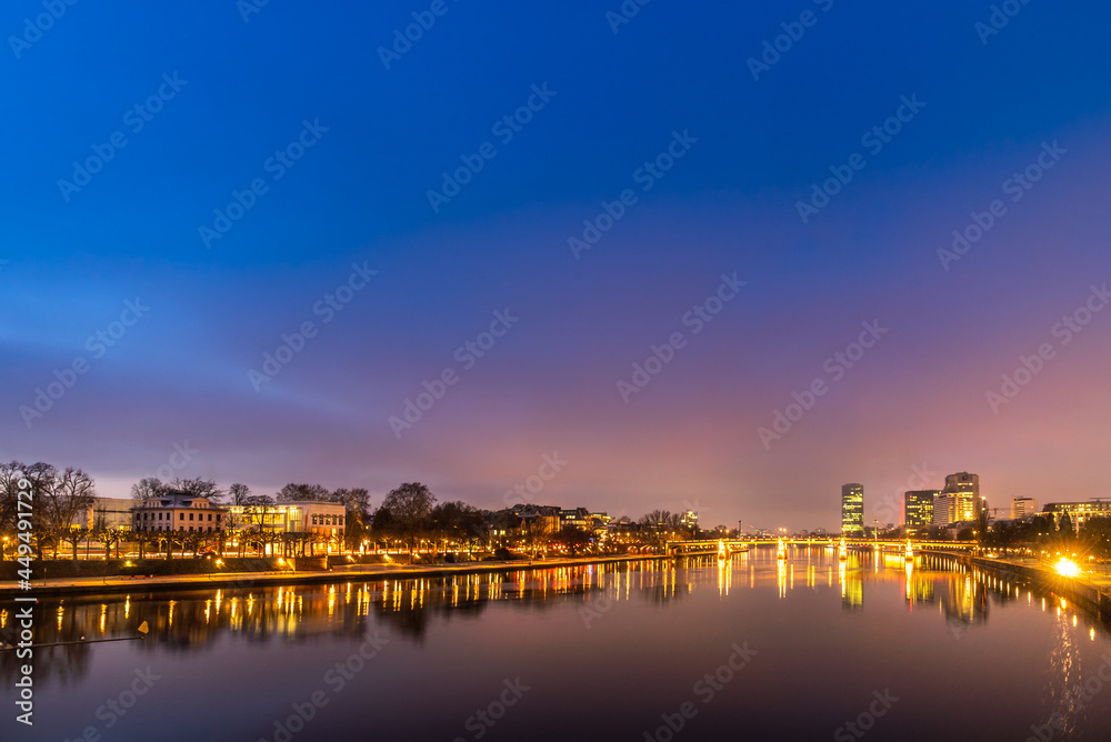 Fototapeta premium At night, a beautiful night view of Frankfurt am Main, Germany