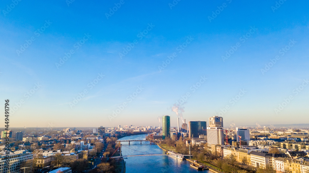 View of the Main River in Frankfurt, Germany during the day