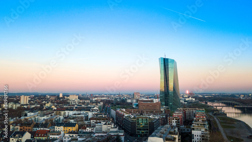 Skyscrapers in Frankfurt  Germany at dusk