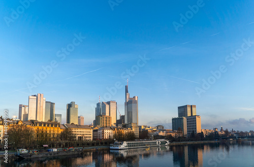 Skyline of Frankfurt  Germany  the European Central Bank  International Financial Center