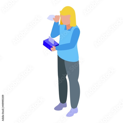 Crying girl icon isometric vector. Cry child. Grief friend
