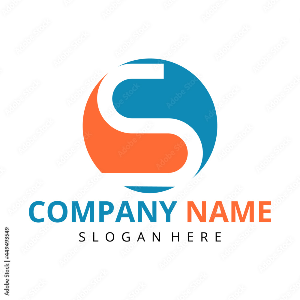 Elegant S Logo Letter With Blue And Orange Color Text