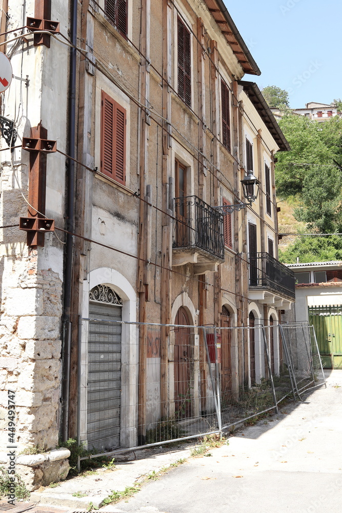 Closed Damaged Buildings in Posta after the 2016 Earthquake, Central Italy