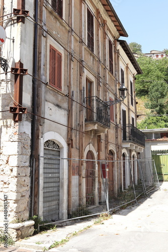 Fototapeta Naklejka Na Ścianę i Meble -  Closed Damaged Buildings in Posta after the 2016 Earthquake, Central Italy