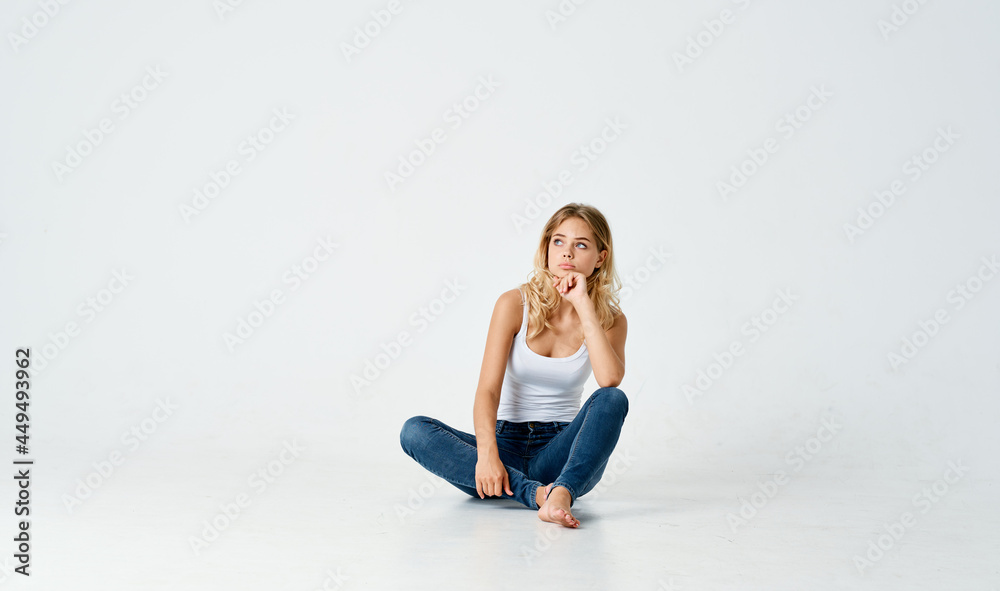 woman in fashionable clothes posing studio posing isolated background woman in fashionable clothes posing studio posing isolated background