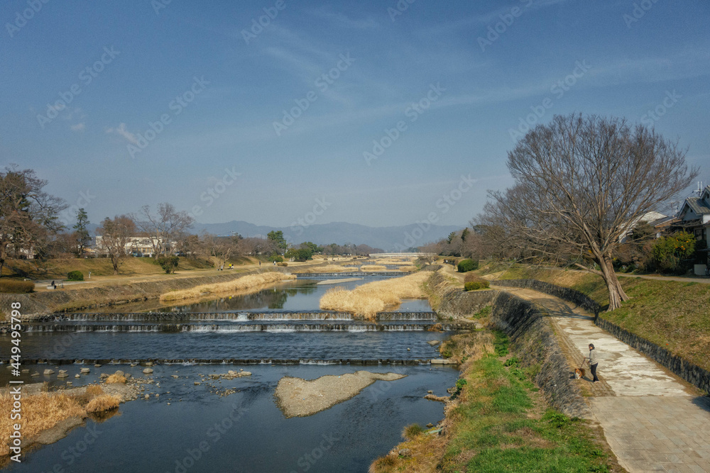 京都の鴨川の下流の風景です（葵橋から見える景色）