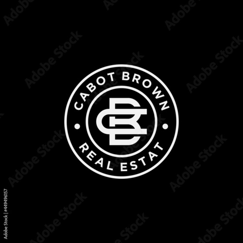 Initials Monogram BC Vintage Retro Stamp Label logo design