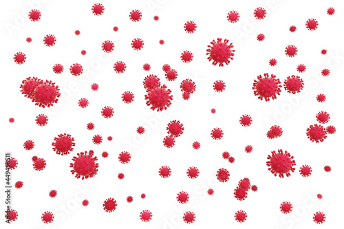 Fototapeta Naklejka Na Ścianę i Meble -  Conceptual 3D simulation of Coronavirus 2019 (nCoV-2019). This image is a reproduction of scientists looking through a microscope. Isolate image of virus on white background.