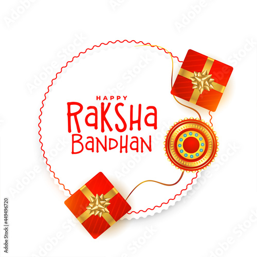 traditional raksha bandhan card design with gift boxes and rakhi