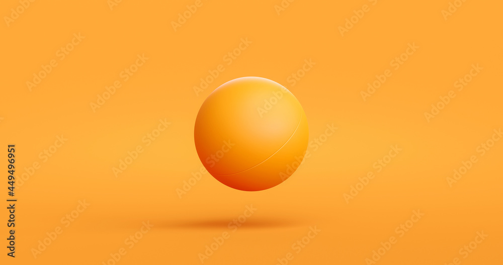 Orange leisure ping pong ball or table tennis sport game equipment on pingpong background with recreation championship sphere object. 3D rendering.