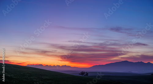 Dawn scene with the Riviersonderend Mountains in the backround. Near Botrivier (Bot River). Western Cape. South Africa © Roger de la Harpe