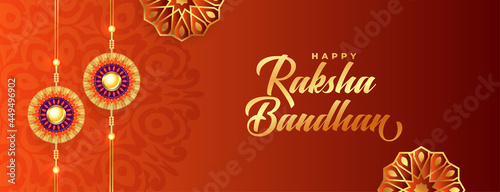 happt raksha bandhan decorative banner realistic design photo