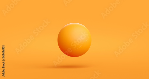 Orange leisure ping pong ball or table tennis sport game equipment on pingpong background with recreation championship sphere object. 3D rendering.