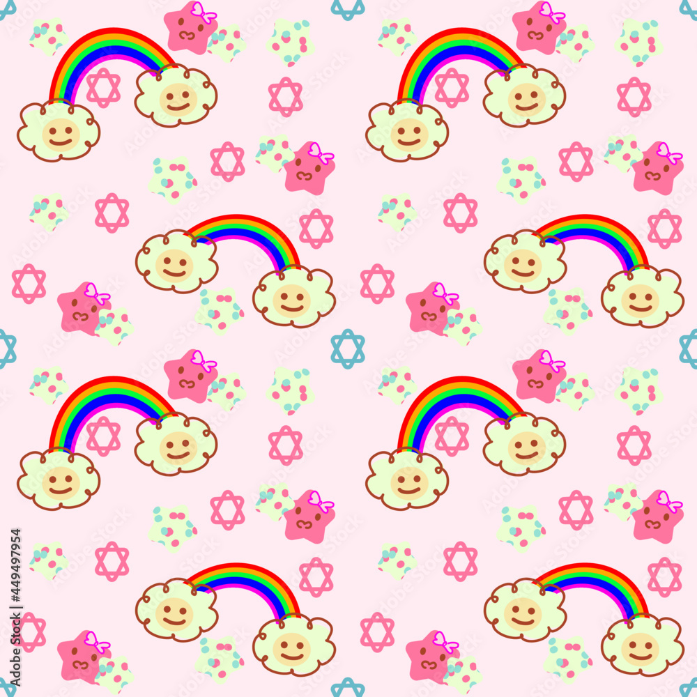 Cute objects pattern with pink background. Vector illustration Cute objects pattern with pink background. Vector illustration