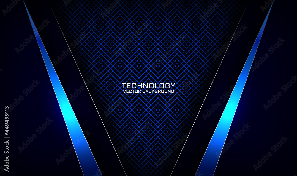 Abstract 3D navy blue techno background overlap layers on dark space with lines metal effect decoration. Modern template element future style concept for flyer, card, cover, brochure, or landing page Abstract 3D navy blue techno background overlap layers on dark space with lines metal effect decoration. Modern template element future style concept for flyer, card, cover, brochure, or landing page