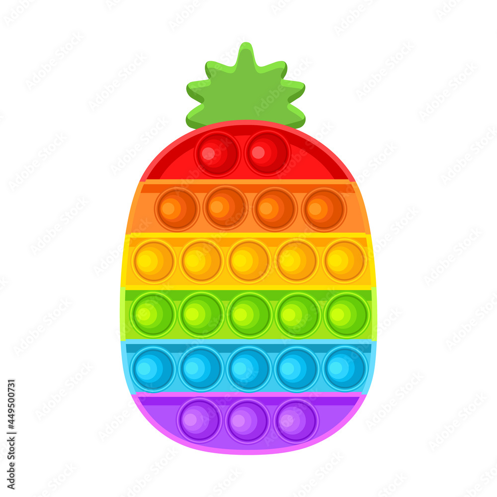 Pop It is a set of fidgets. Antistress. Toy icon, trendy toy. A pineapple. Vector illustration isolated on white background. - obrazy, fototapety, plakaty 